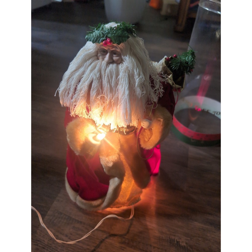 Vintage 12 in" 10 Light Porcelain Head Santa Tree Topper. Blinking Lights